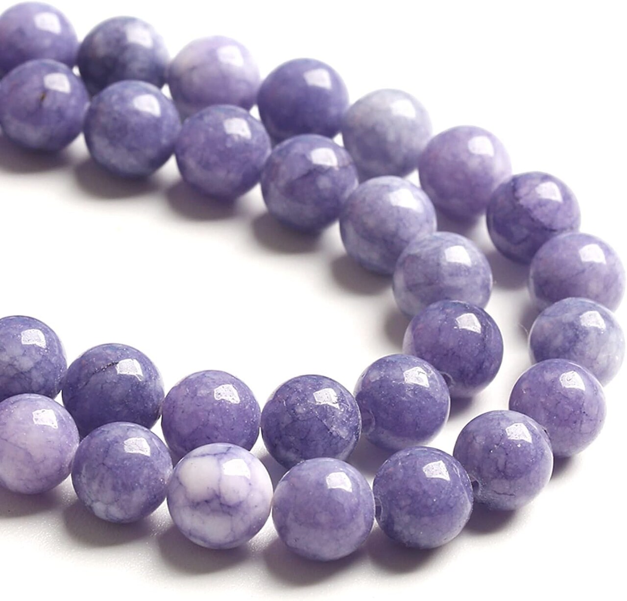 8MM 46PCS Lavender Purple Chalcedony Stone Loose Beads for Jewelry Making DIY Bracelet Necklace